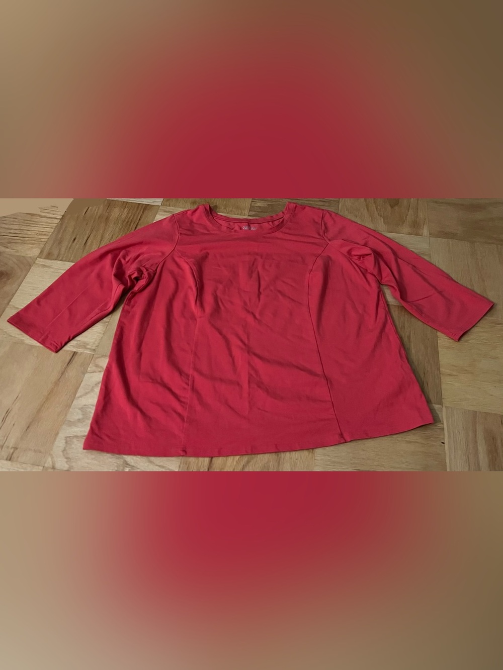 Bob Mackie Wearable Art Red Cotton Modal Top with Princess Seams